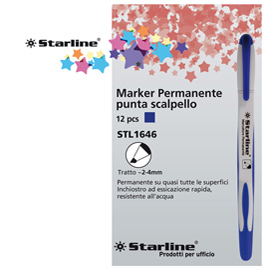Marcatore permanente punta scalpello 2-4mm blu Starline