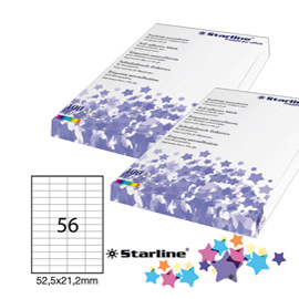 Etichetta adesiva bianca 100fg A4 52,5x21,2mm (56et/fg) STARLINE