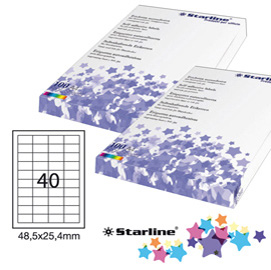 Etichetta adesiva bianca 100fg A4 48,5x25,4mm (40et/fg) STARLINE