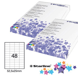 Etichetta adesiva bianca 100fg A4 52,5x25mm (48et/fg) STARLINE