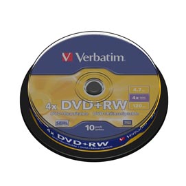 SCATOLA 10 DVD+RW SPINDLE 4X 4.7GB 120MIN.