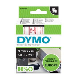 NASTRO DYMO TIPO D1 (9MMX7M) ROSSO/BIANCO 409150