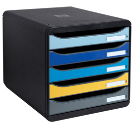 Cassettiera A4 5 cassetti BIG-BOX PLUS nero/multicolore Bee Blue Exacompta