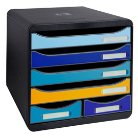 Cassettiera A4 6 cassetti BIG-BOX MAXI nero/multicolore Bee Blue Exacompta