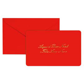Biglietto Natale semplice c/busta e stampa in oro 9x14cm rosso Sadoch