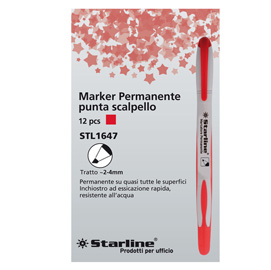 Marcatore permanente punta scalpello 2-4mm rosso Starline
