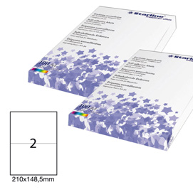 Etichetta adesiva bianca 100fg A4 210x148,5mm (2et/fg) STARLINE