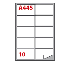 Etichetta adesiva A/445 bianca 100fg A4 99,6x57mm (10eti/fg) Markin