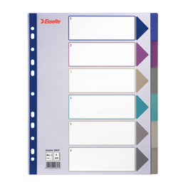 Separatore in PPL traslucido 6 tasti f.to A4 MAXI 24,5x29,7cm ESSELTE