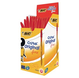 Scatola 50 penna sfera CRISTAL® fine 0,8mm rosso BIC®