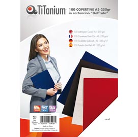 100 COPERTINE A3 CARTONCINO GOFFRATO 250g NERO TiTanium