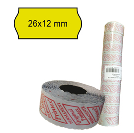 PACK 10 ROTOLI 1000 ETICH. 26x12mm ONDA GIALLO PERM. Printex