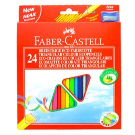 ASTUCCIO 24 PASTELLI COLORATI TRIANGOLARI ECO FABER CASTELL