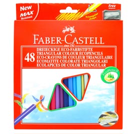 ASTUCCIO 48 PASTELLI COLORATI TRIANGOLARI ECO + TEMPERINO FABER CASTELL