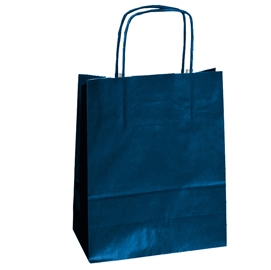 25 SHOPPERS CARTA KRAFT 18x8x24CM TWISTED BLU