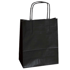 25 SHOPPERS CARTA KRAFT 18x8x24CM TWISTED NERO