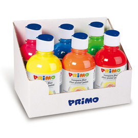 Box 6 tempera fluo 300ml colori assortiti PRIMO