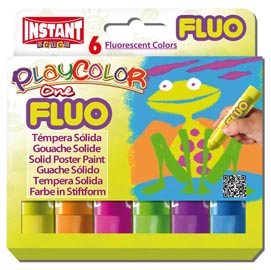 TEMPERA SOLIDA PLAYCOLOR 6 COLORI FLUO in STICK da 10GR