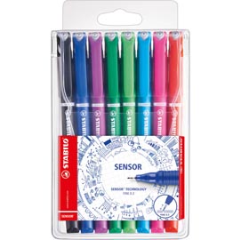 ASTUCCIO 8 FINELINER STABILO SENSOR PUNTA 0.3MM COLORI ASSORTITI