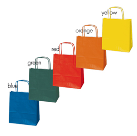 Blister 25 shoppers carta kraft 26x11x35cm twisted assortiti colori natalizi