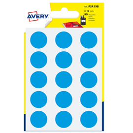 Blister 90 etichetta adesiva tonda PSA blu Ø19mm Avery