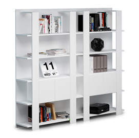 Libreria alta a 5 ripiani 100X38,6cm H198cm BIANCO - Concept