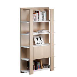 Libreria alta a 5 ripiani 100X38,6cm H198cm BIANCO/ROVERE - Concept