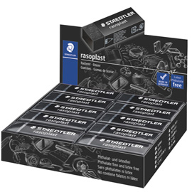 Box 20 gomme Rasoplast 526 B20-9 dim.63x13x23mm nera per matita Staedtler