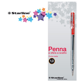 SCATOLA 20 PENNE SFERA SCATTO ROSSO 1.0mm STARLINE