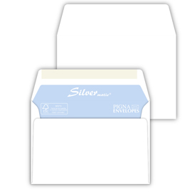 500 buste SILVER MATIC FSC® gommata bianca s/finestra 114x162mm 70gr Pigna