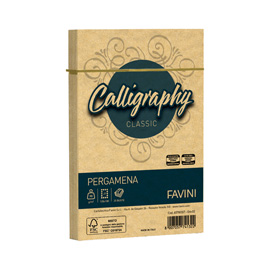 25 buste CALLIGRAPHY PERGAMENA 120x180mm 90gr oro FAVINI