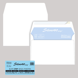 25 busteSILVER80 STRIP FSC®bianca internografata s/finestra114x162mm80gr Pigna