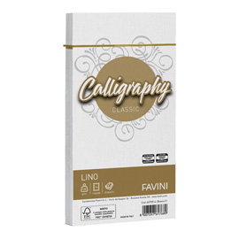 25 buste CALLIGRAPHY LINO 120gr 110x220mm bianco FAVINI