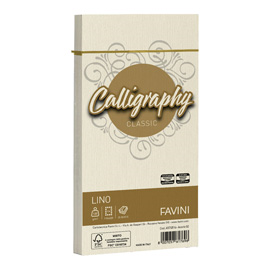 25 buste CALLIGRAPHY LINO 120gr 110x220mm avorio FAVINI