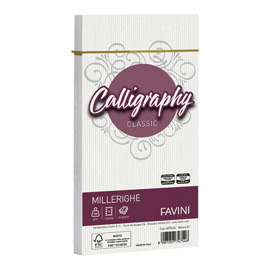 25 BUSTE CALLIGRAPHY MILLERIGHE 110X220MM 100GR 01 BIANCO