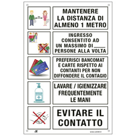 Etichetta 20x30cm con disposizioni comportamentali generali