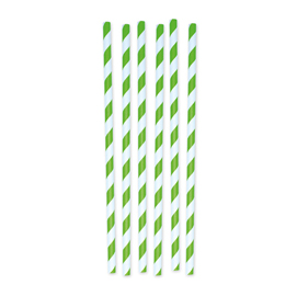 12 cannucce Stripes in carta verde/bianco Big Party