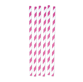 12 cannucce Stripes in carta fucsia/bianco Big Party