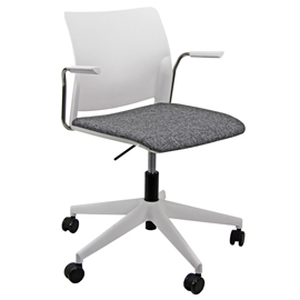 Seduta home/office Alpha APGBBRT bianco/grigio con braccioli inclusi