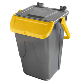 Contenitore portarifiuti Ecology 35Lt c/sportello e maniglione giallo