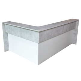 Modulo reception angolare c/scrivania 203x163x109cm bianco/cemento-Welcome in