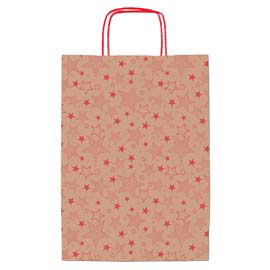 Shopper natale stelline rosse 16x8x21cm Sadoch